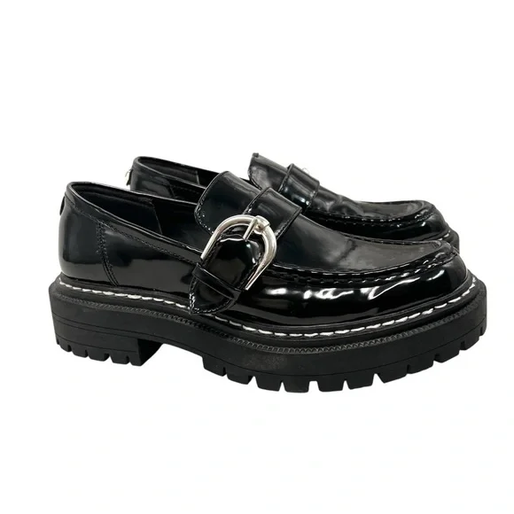 Sam Edelman Circus Everly Black Patent Platform Chunky Lug Loafers Women’s 8.5 - Picture 3 of 14